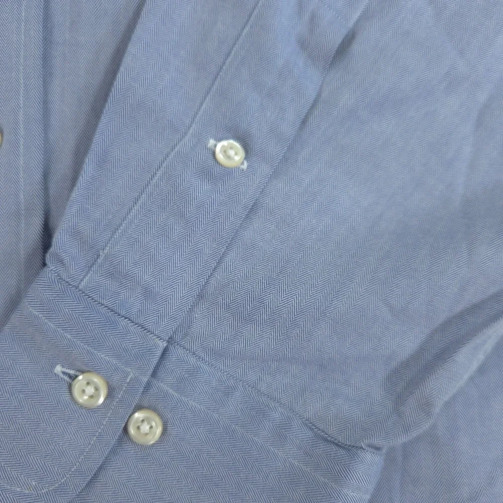 Polo Ralph Lauren Mens Andrew Solid Blue Shirt 17.5 36/37 Classic Work Office